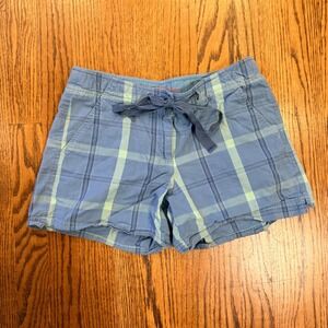 Tommy Bahama Relax Plaid Shorts Drawstring Waist Size 0 Blue Green